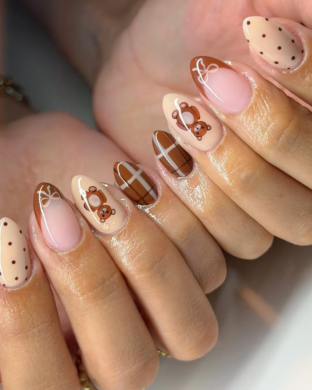 Teddy bear accents with plaid and polka dots