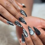 🖤 18 Stunning Black Cat Eye Nails with a Mesmerizing Shimmer Fashion image by @cherrynails2397