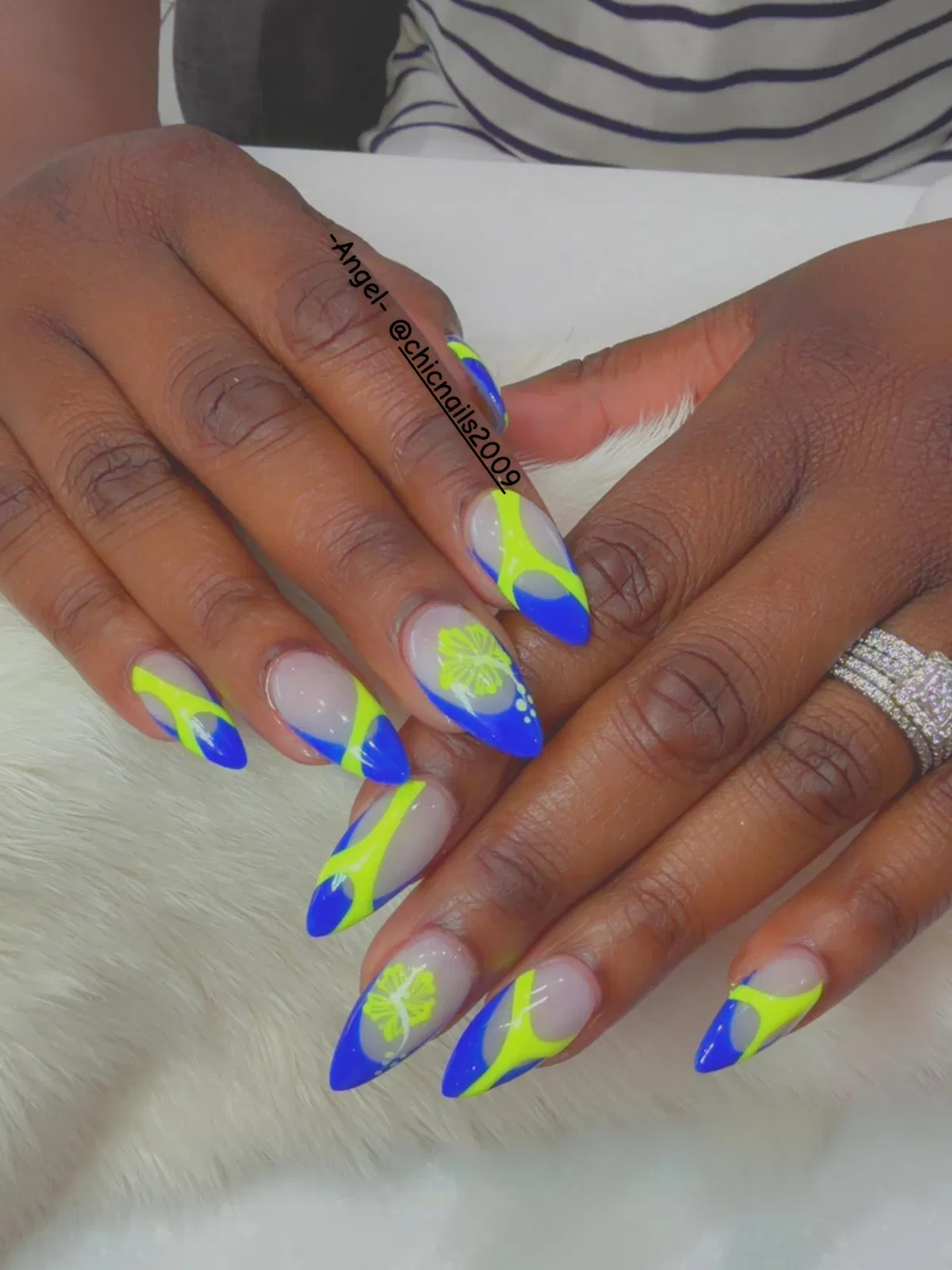 Neon Yellow and Royal Blue Curved Color-Block