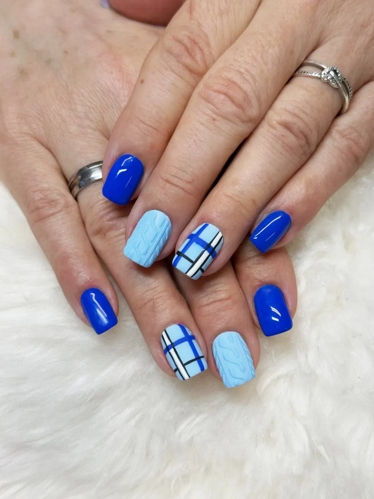Royal Blue Solids with Plaid + Sweater Texture Accents