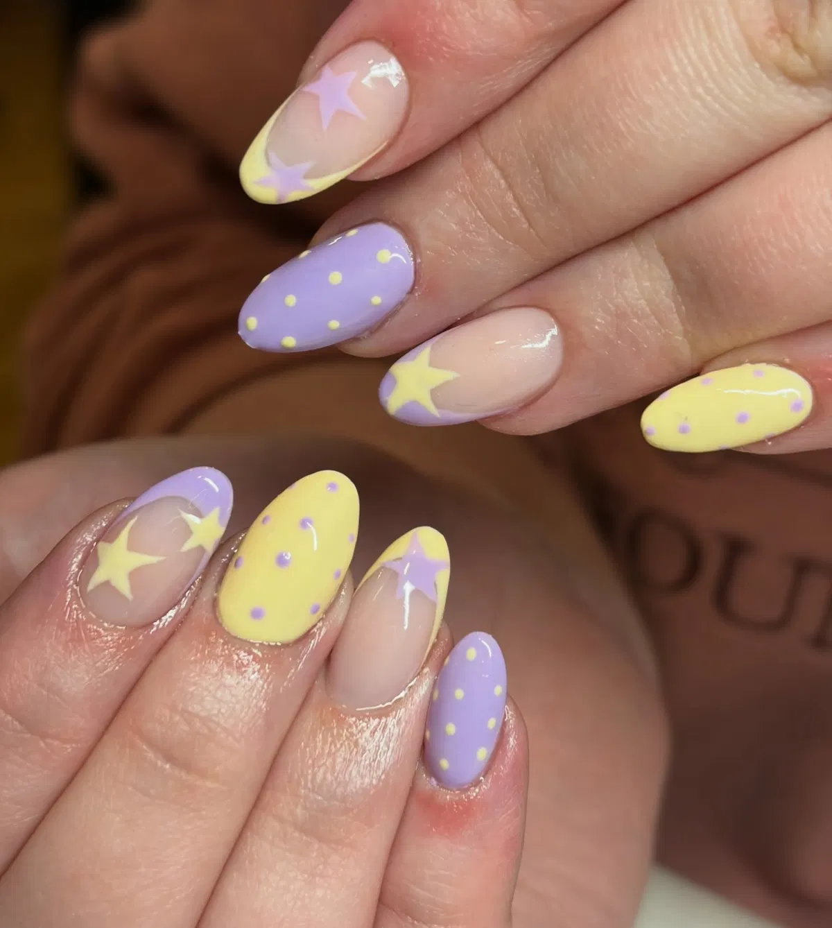 Yellow and lavender stars with dotted accents