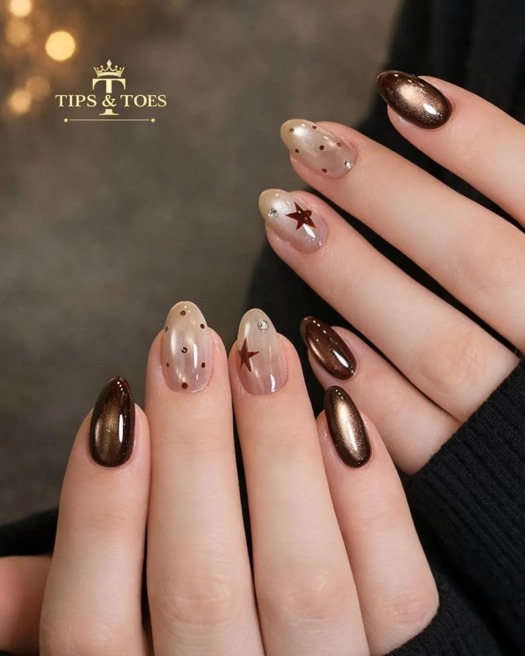 Bronze metallic with stars and dotted accents