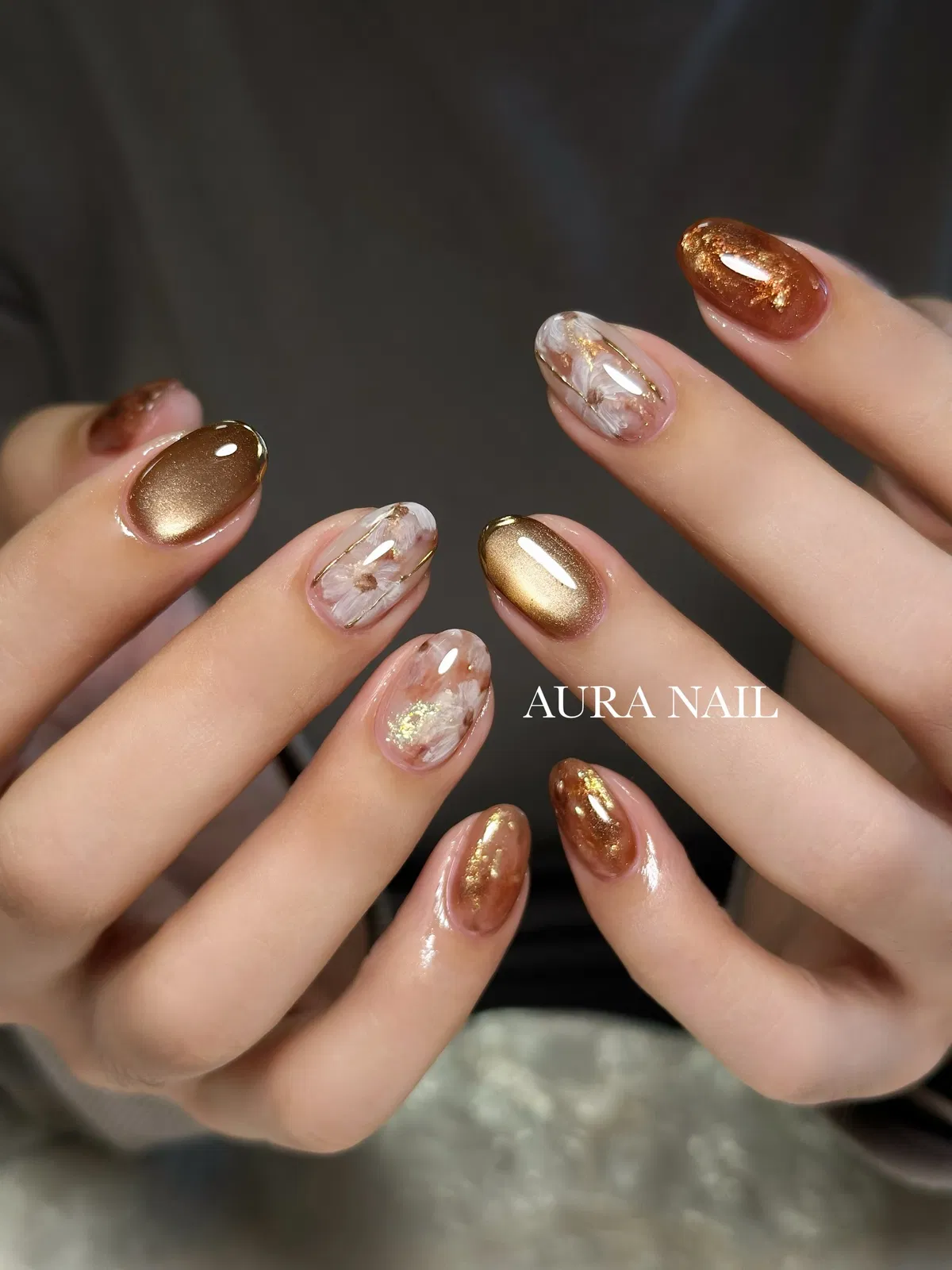 Metallic gold with marbled translucent accents