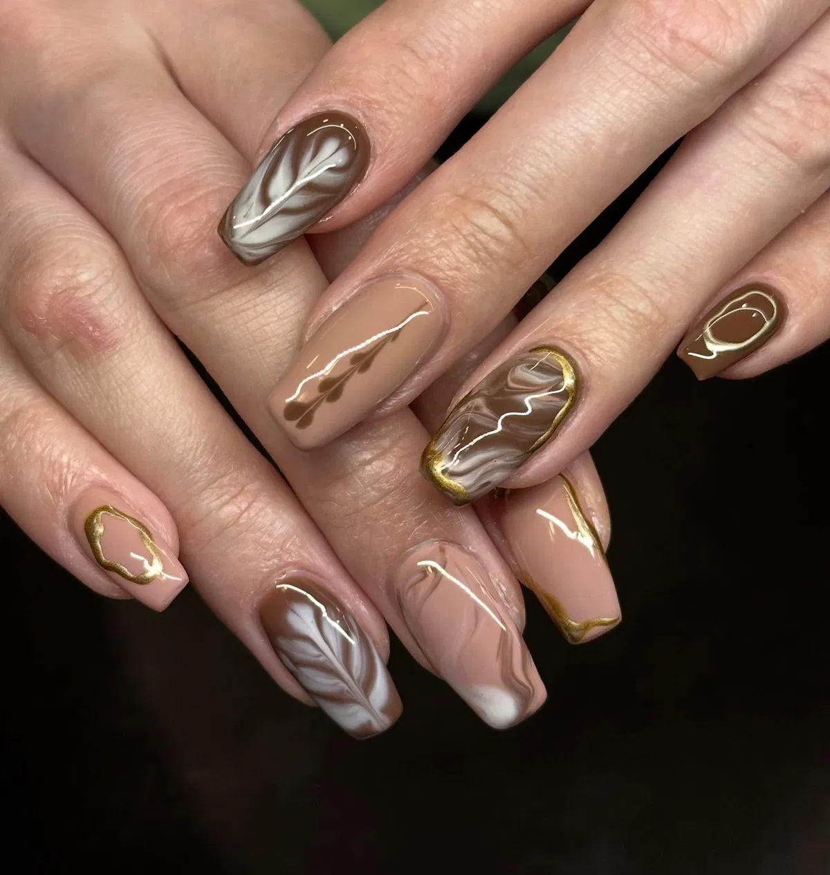 Neutral marbling with gold edging