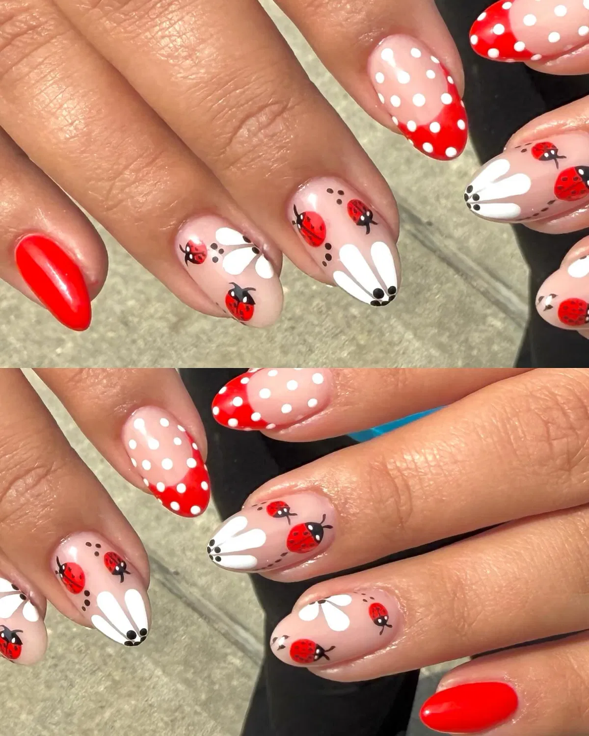 Ladybug and polka-dot accents with bright red solids