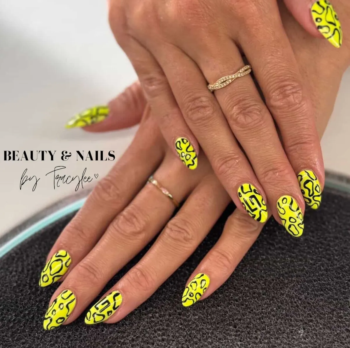 Neon Yellow With Black Abstract Pattern