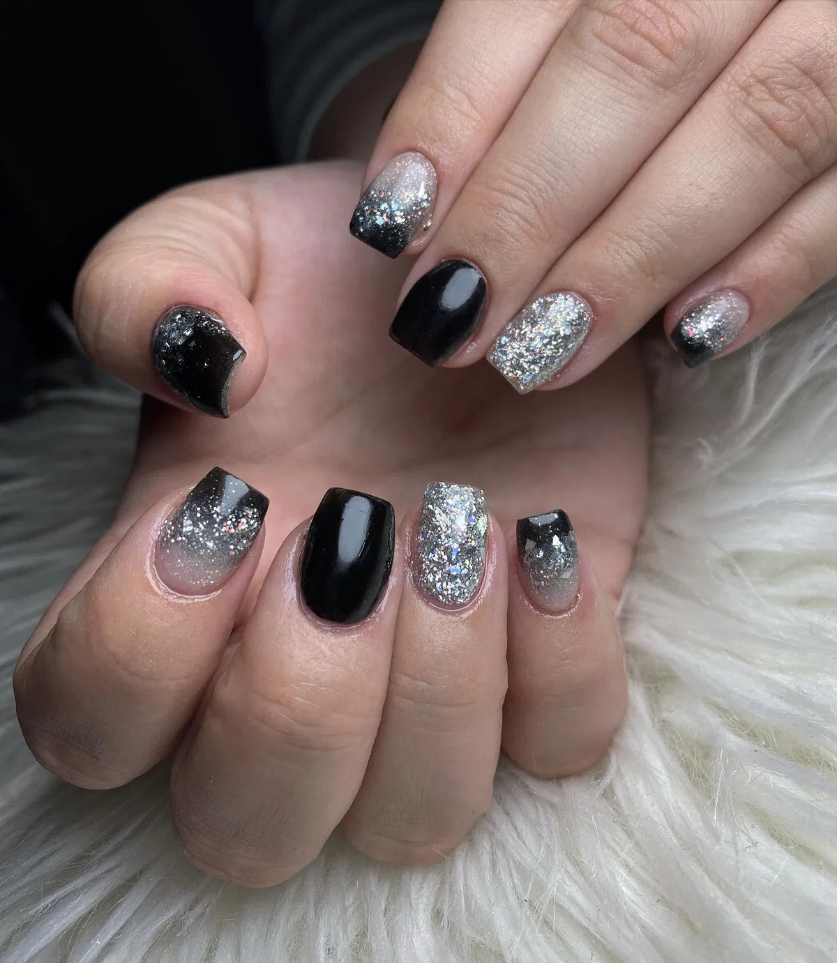 Black and Silver Glitter Gradient Set