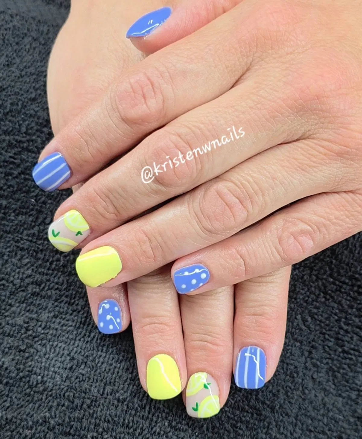 Neon Yellow + Light Blue with Stripes and Dots