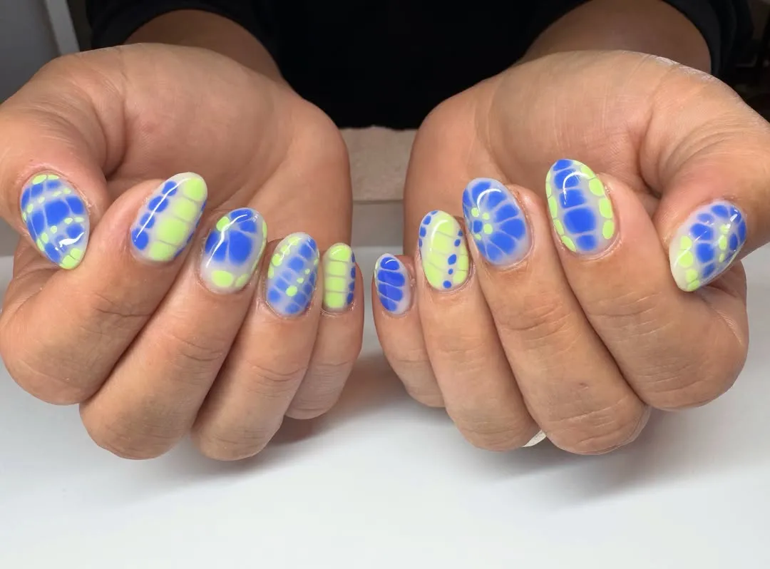 Blue and Pale Yellow-Green Dot Patterns