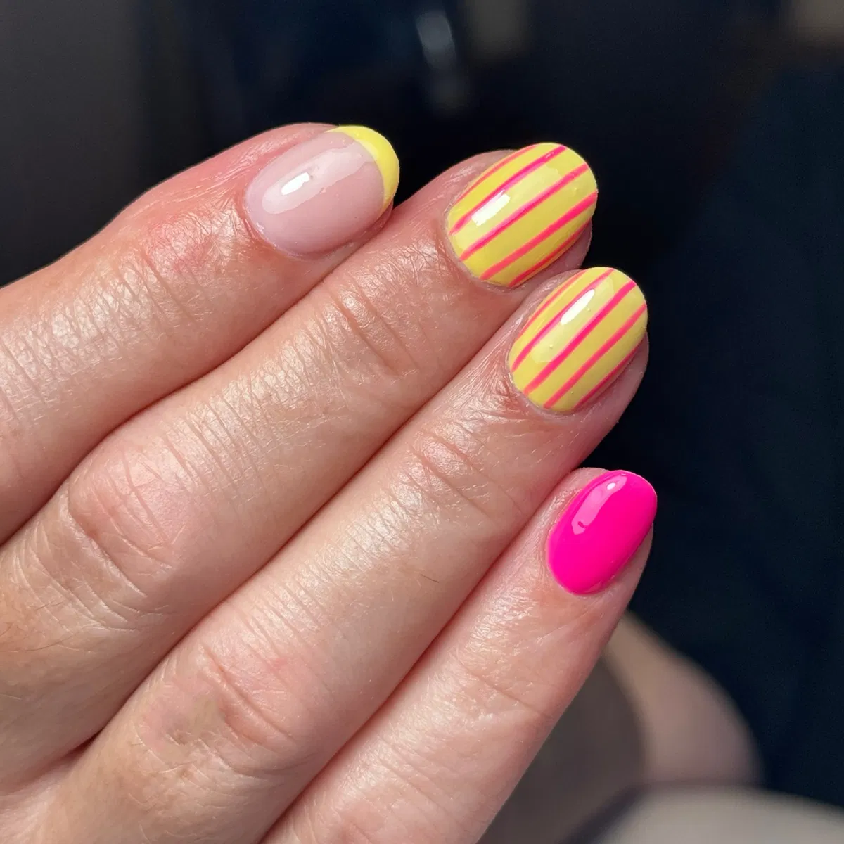 Minimal stripes with yellow and hot-pink accents