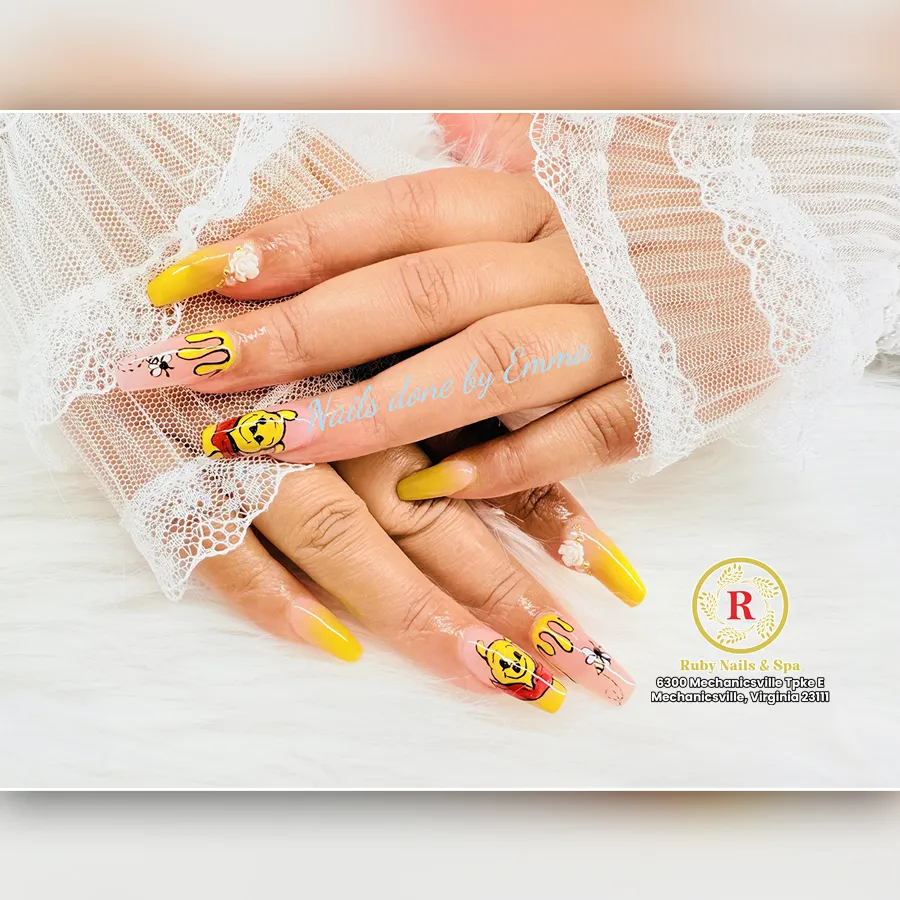Yellow gradients with cartoon and graphic line accents