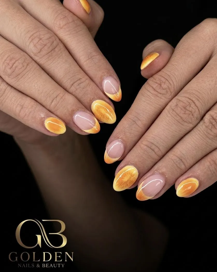 Orange Slice Accents with Yellow-Orange Gradient Tips