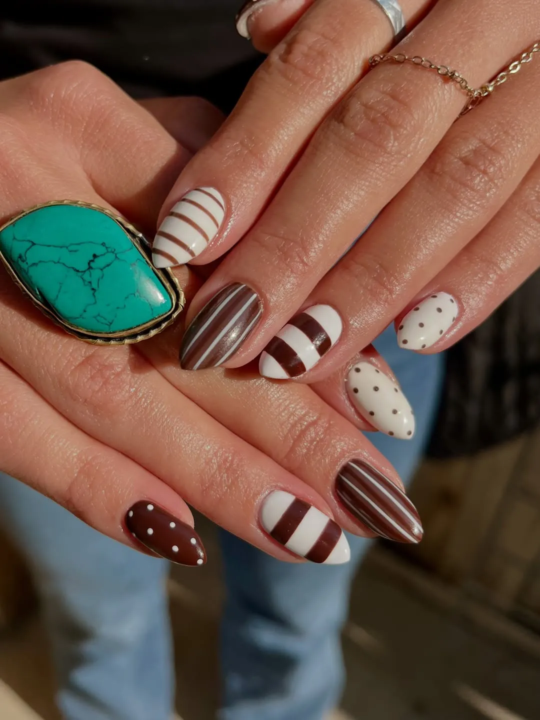 Brown & Cream Stripes and Polka Dots