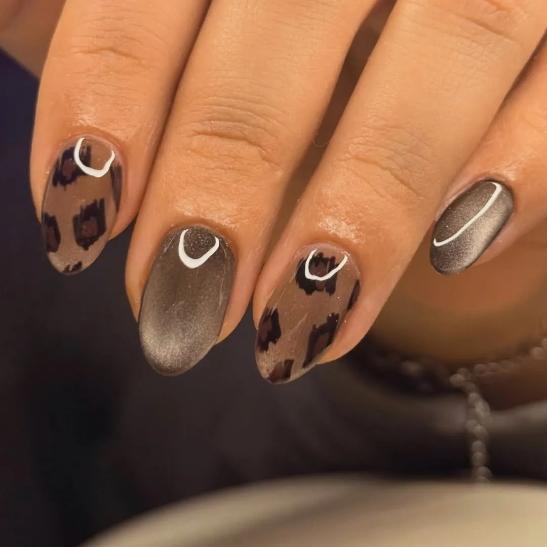 Metallic gray ombre with taupe spot accents