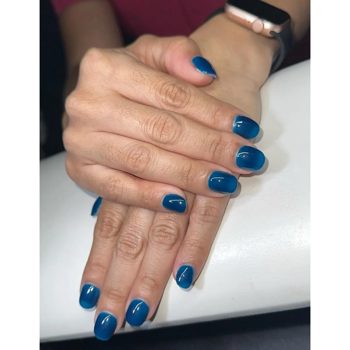 Solid deep teal-blue glossy set