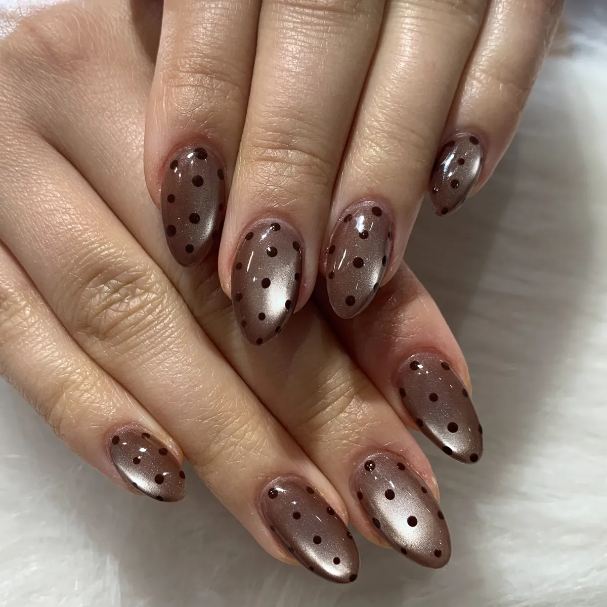 Metallic Brown with Dark Polka Dots