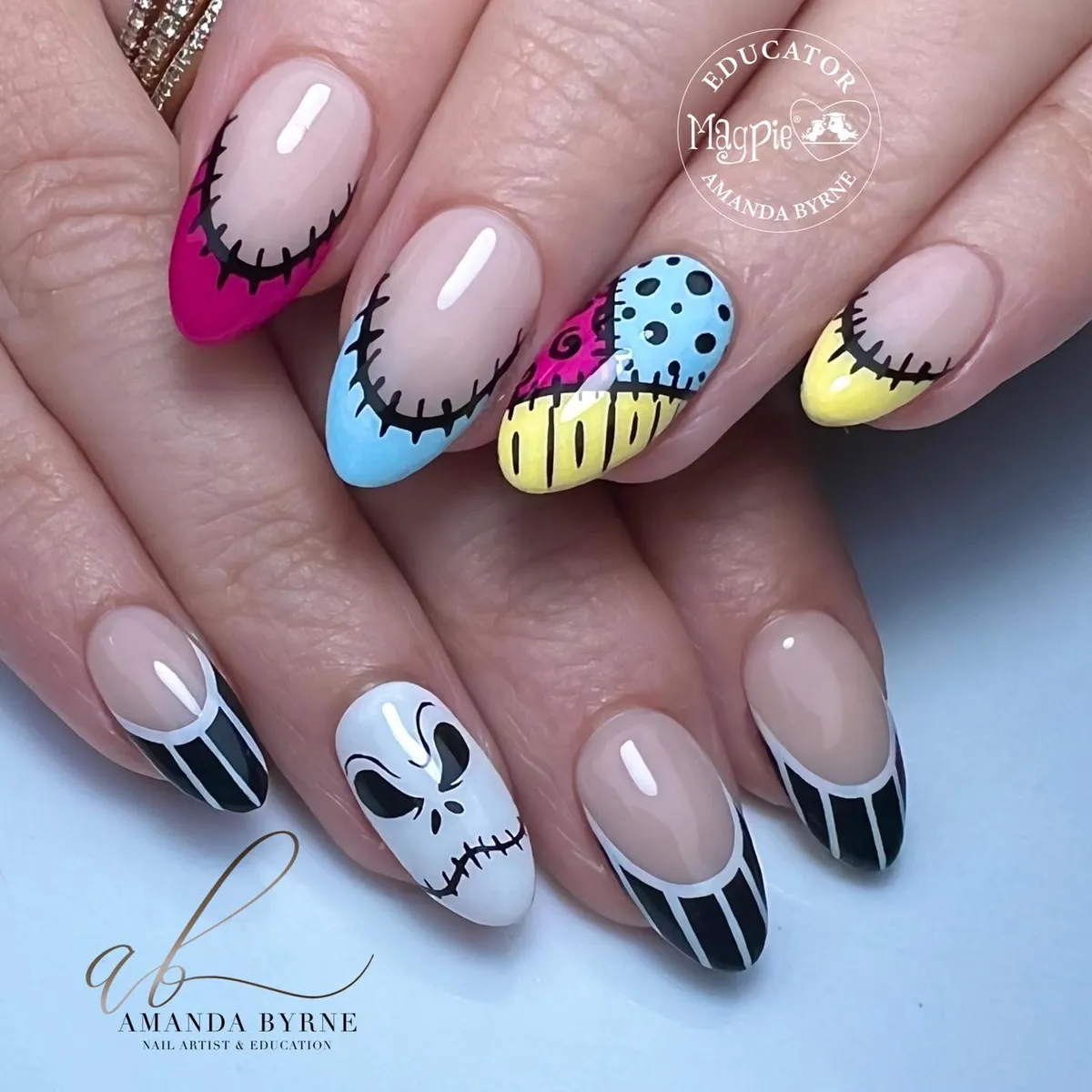 Color-Block Stitched Accents with Skull and Striped Tips