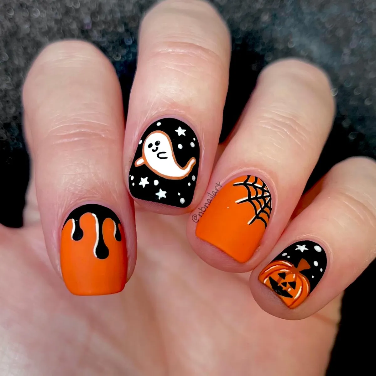 Orange and Black Mix with Ghost, Web, and Pumpkin