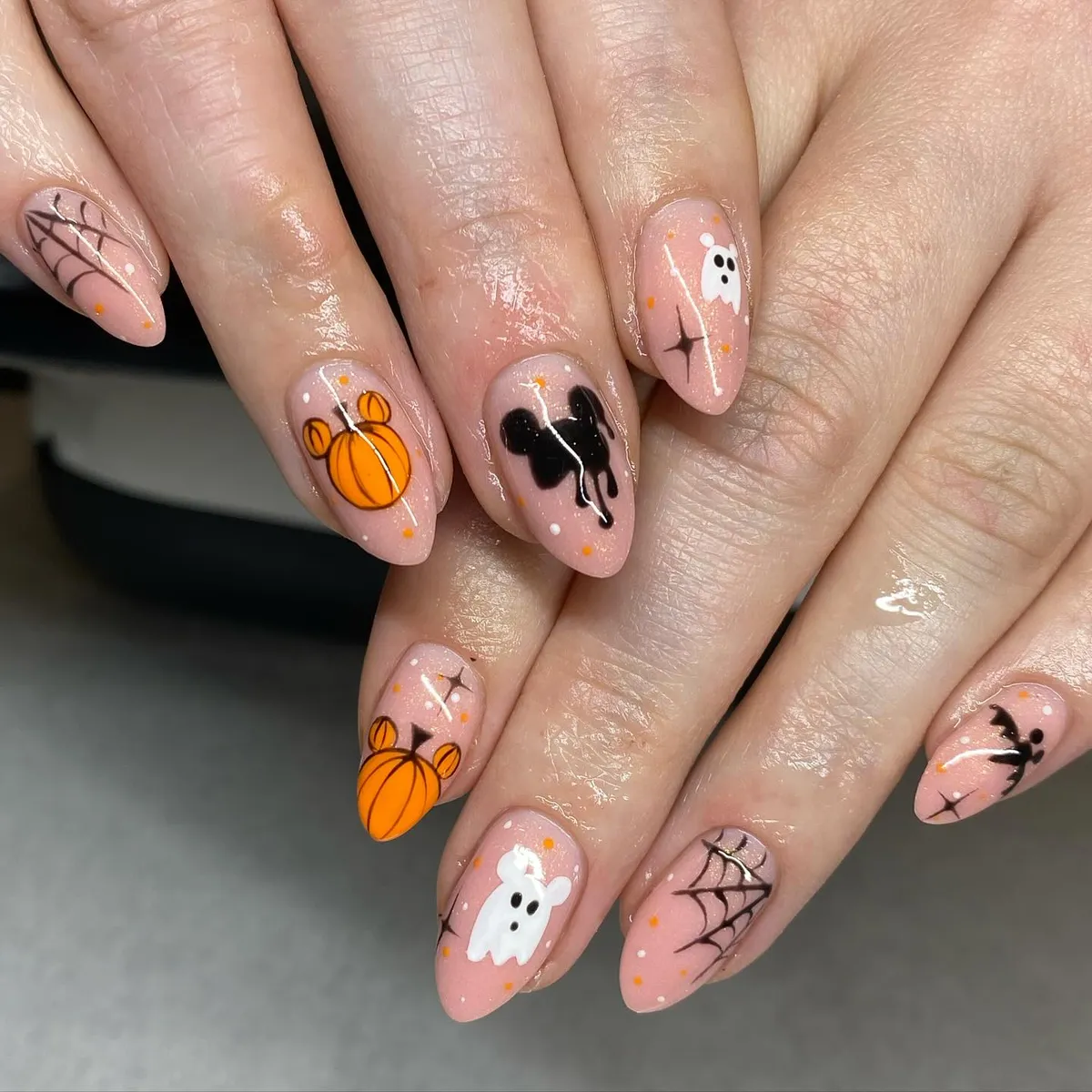 Sheer Pink Halloween Mix with Webs, Pumpkins, and Ghosts