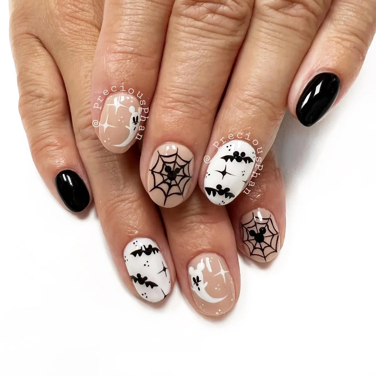 Neutral Halloween: Spiderwebs, Bats, and Crescent Moon