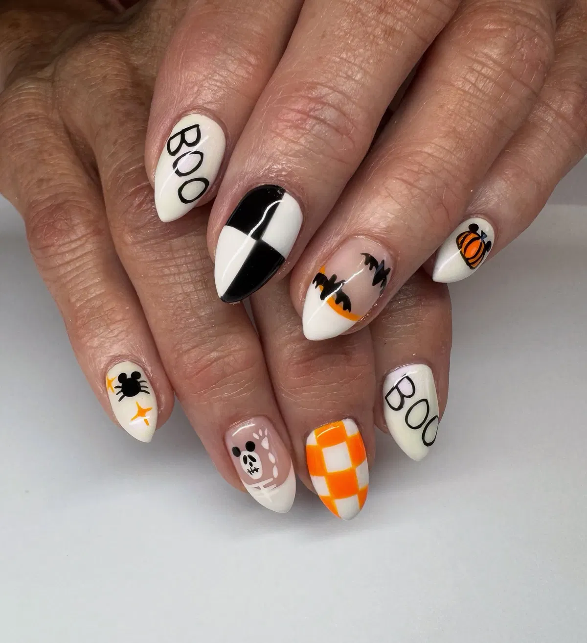 Graphic “BOO” Set with Bats, Spider, and Checkerboard