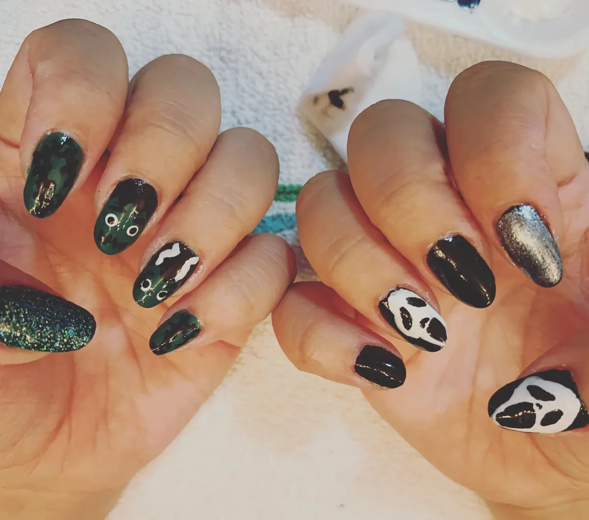 Dark mixed set with ghost-like and face-like accents