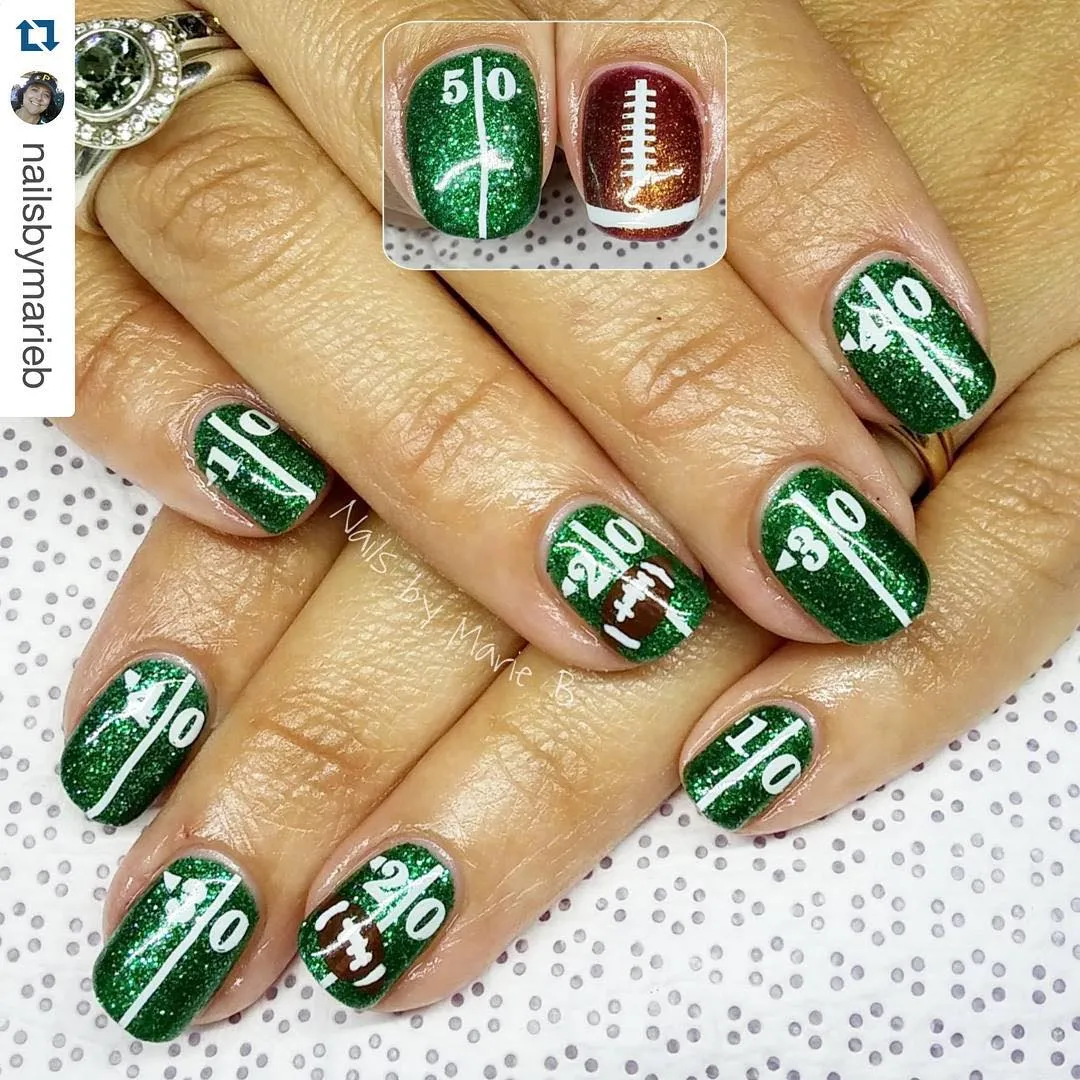 Glitter green field-yard numbers with football accent