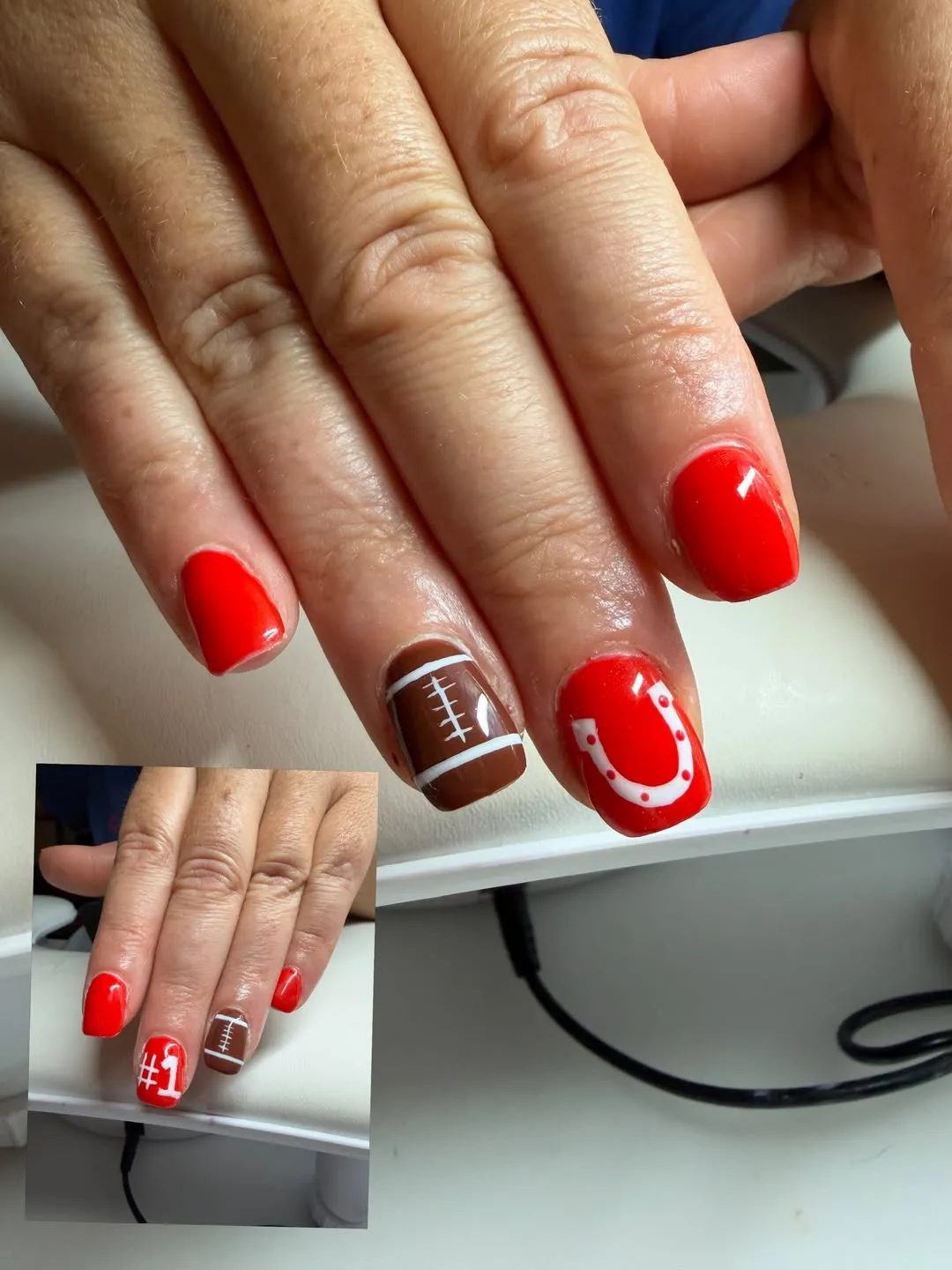 Red and Brown Set with Horseshoe and “#1” Detail