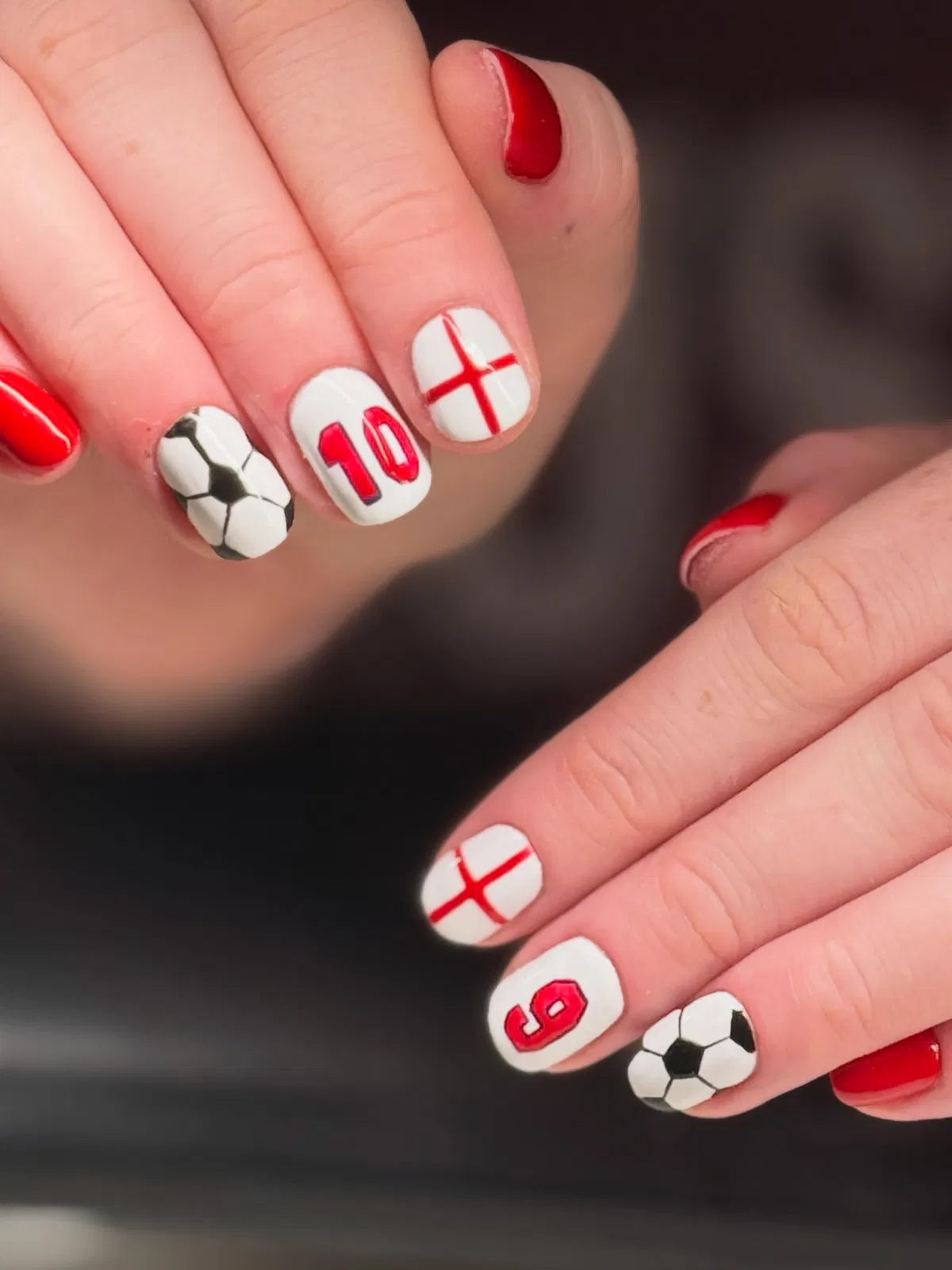 Red-and-white set with soccer balls and number 10