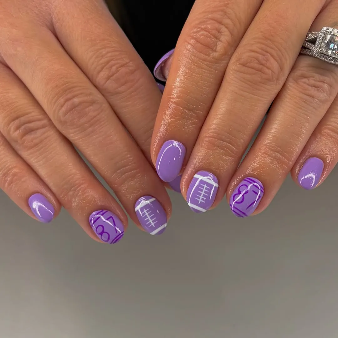 Monochrome purple set with football-lace and helmet line art