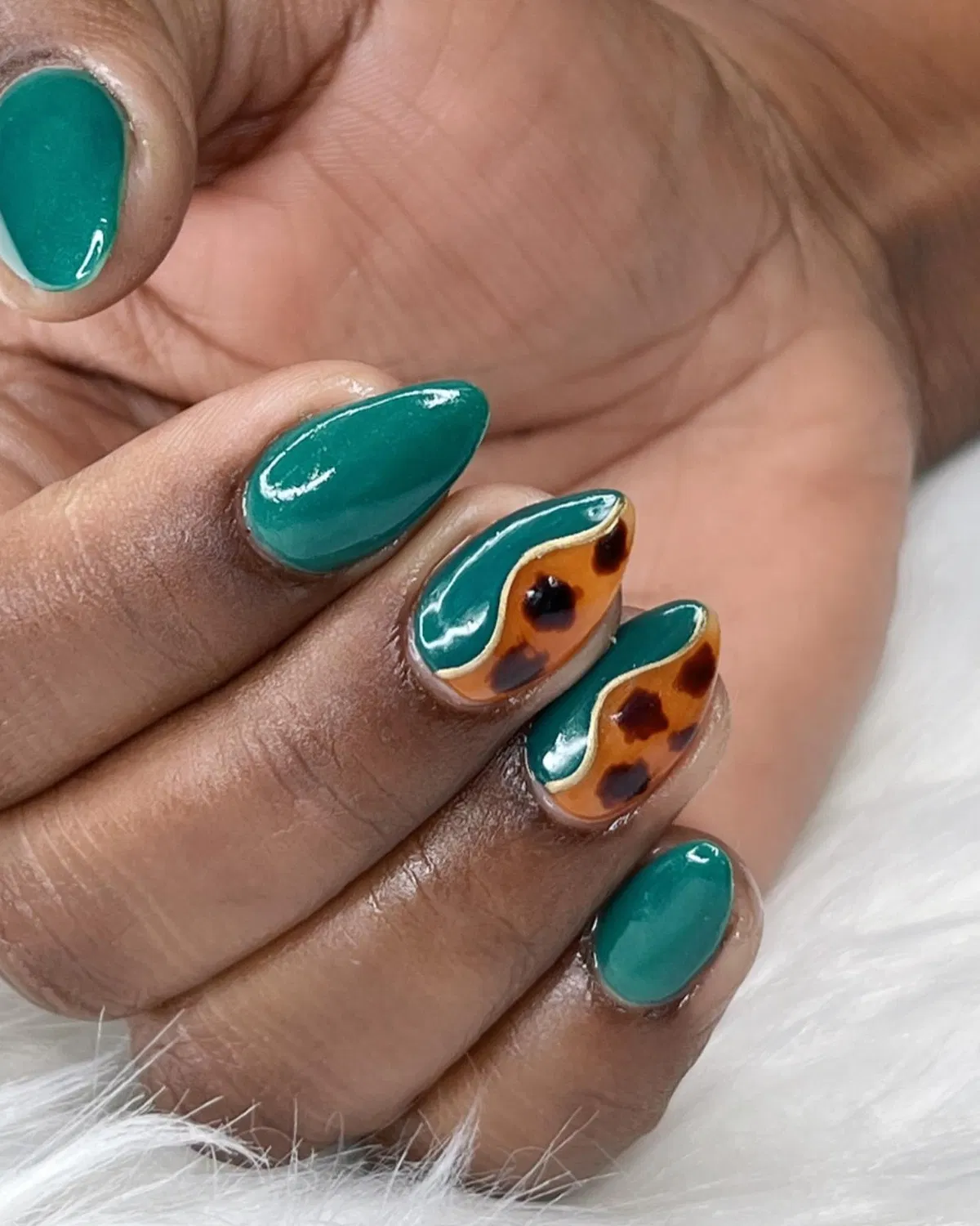 Teal Green with Curved Tortoiseshell Accents