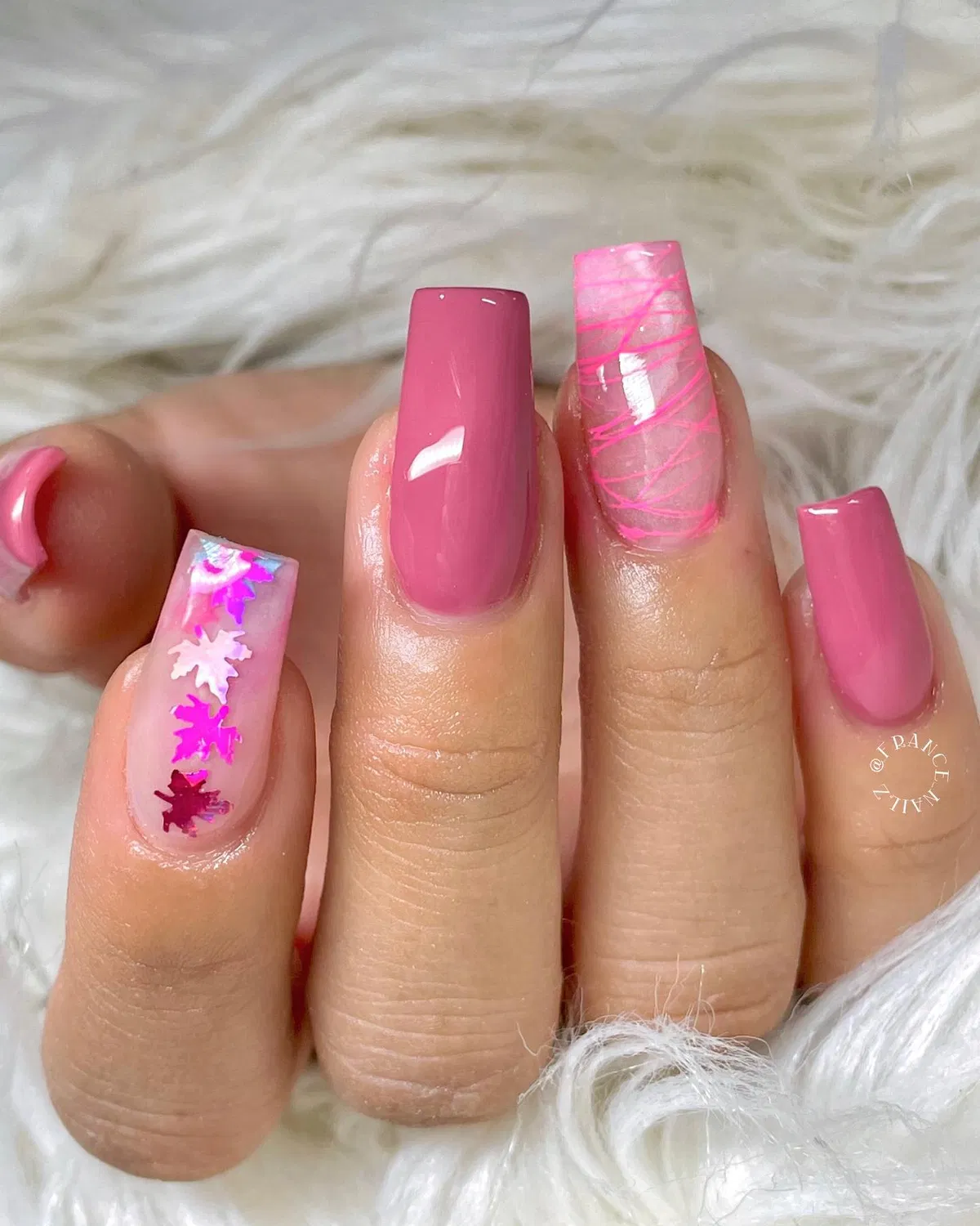 Dusty rose solids with leaf confetti and pink line accents