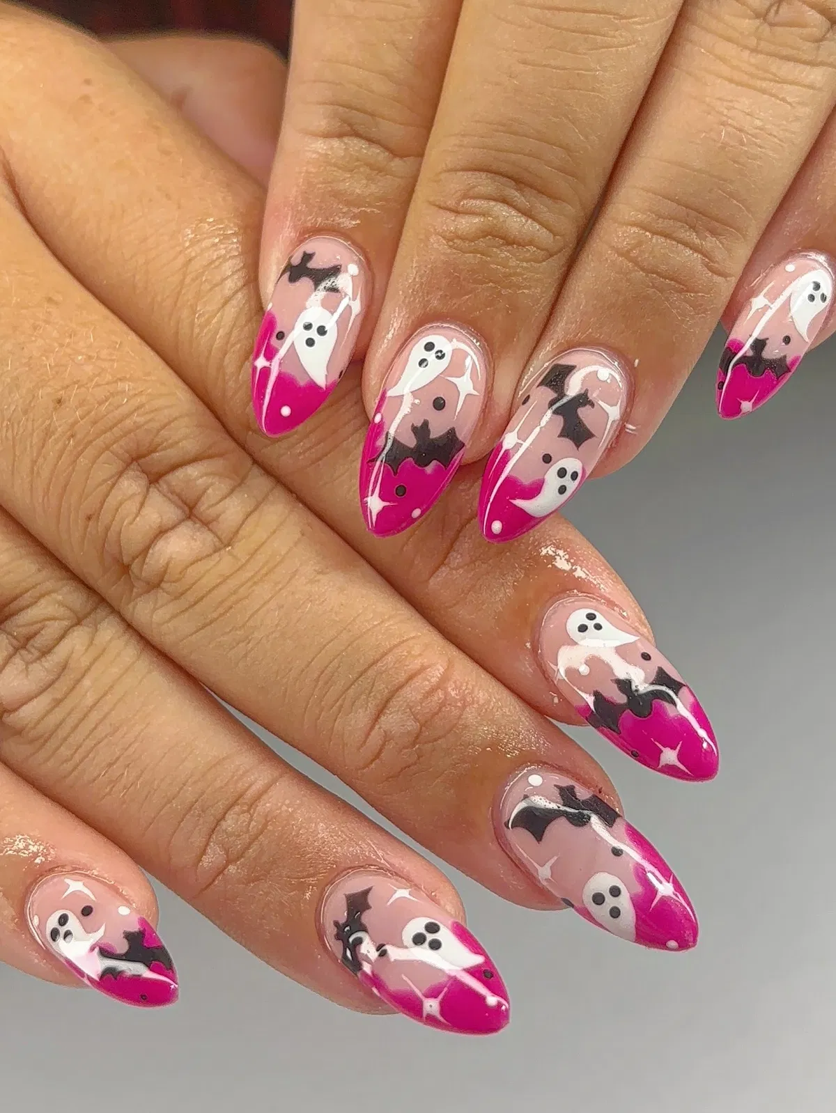 Magenta Tips with Bats and Little Ghosts