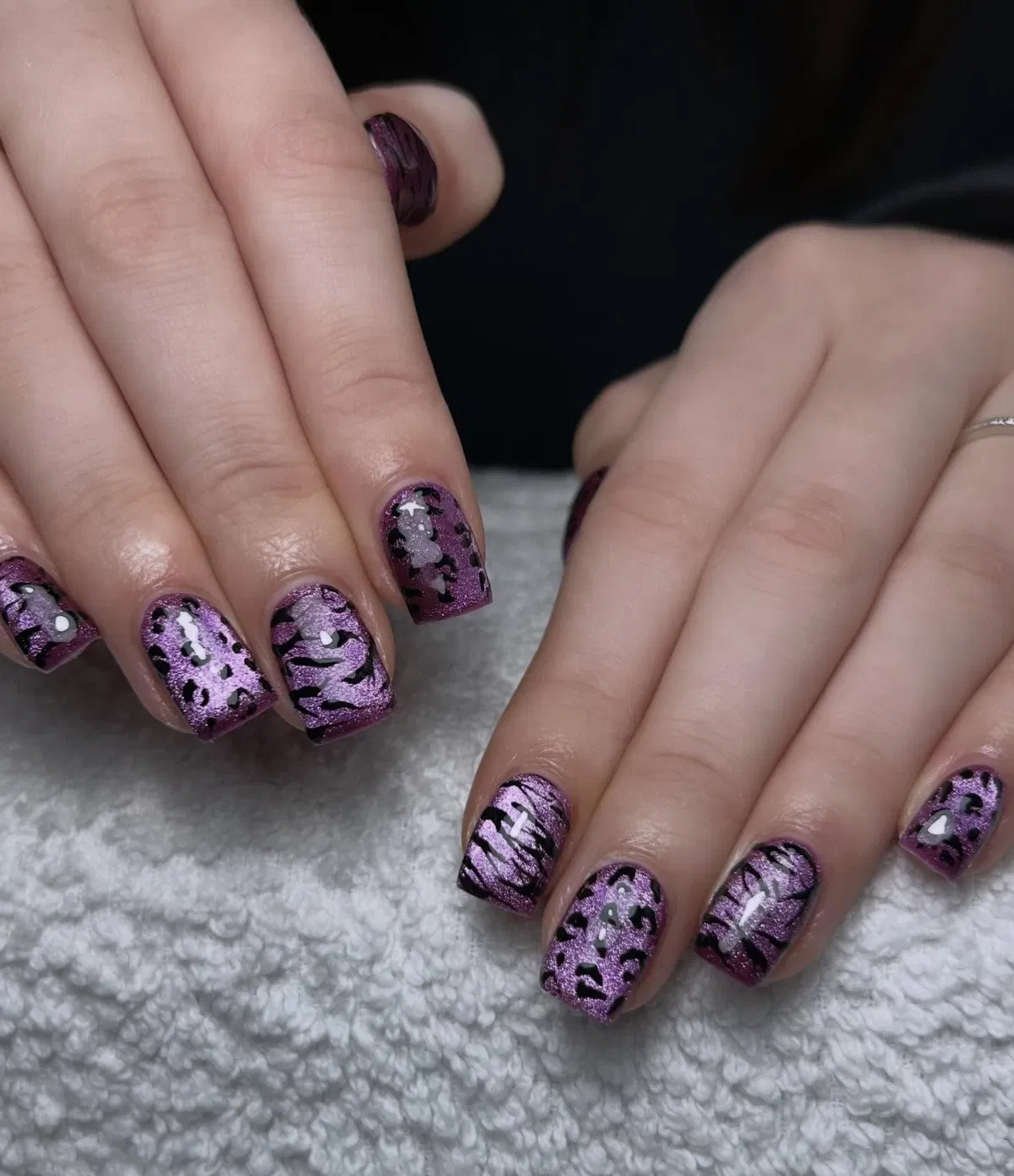 Purple shimmer with mixed animal-print patterns