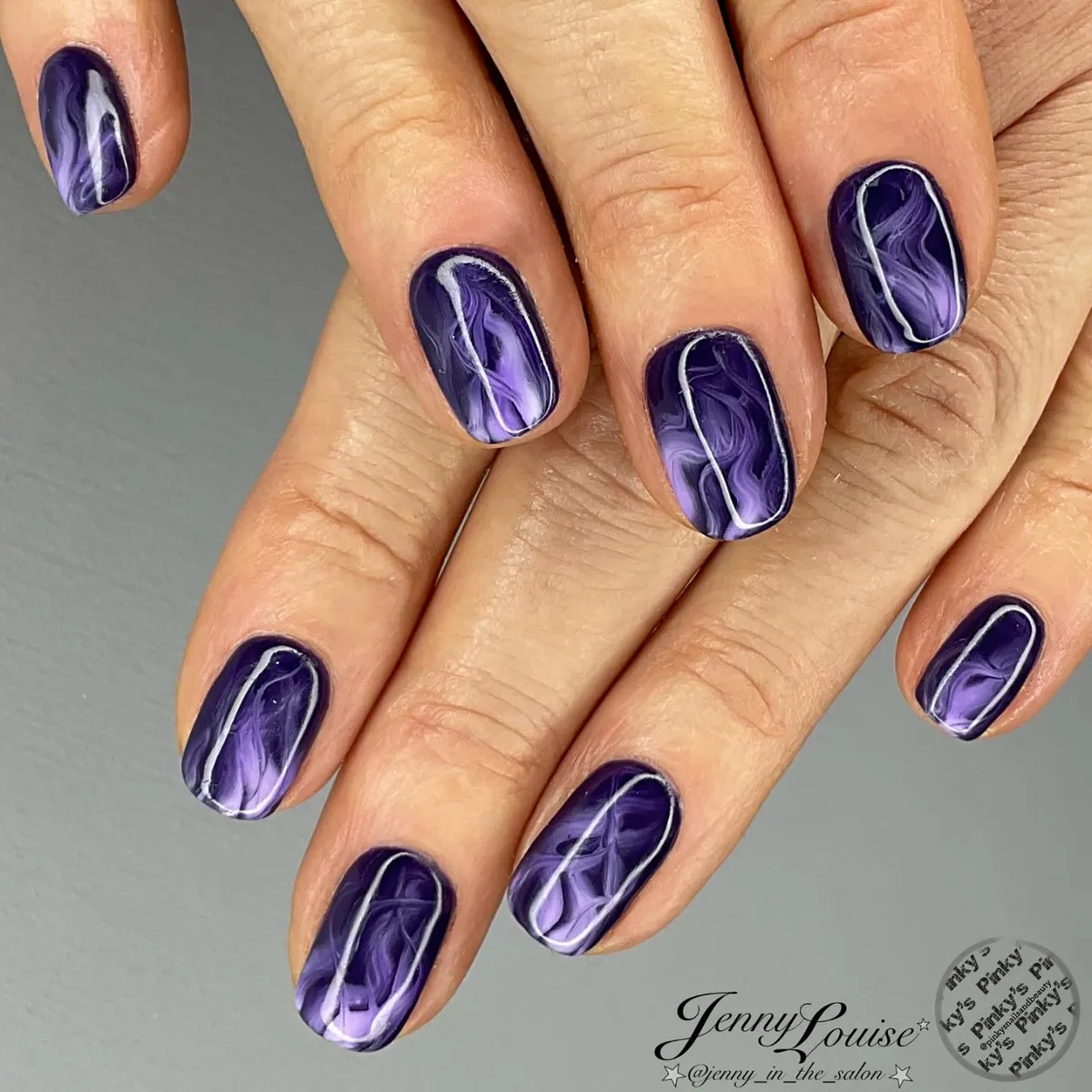 Dark purple marble with a central white line