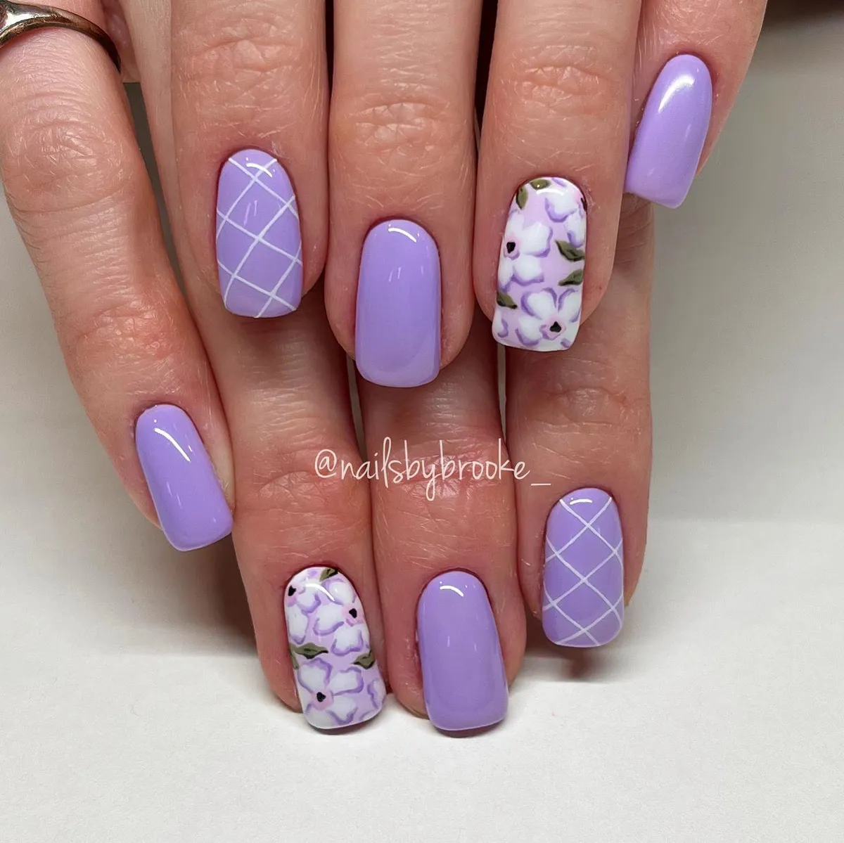 Lavender Set with Lattice and Floral Accents