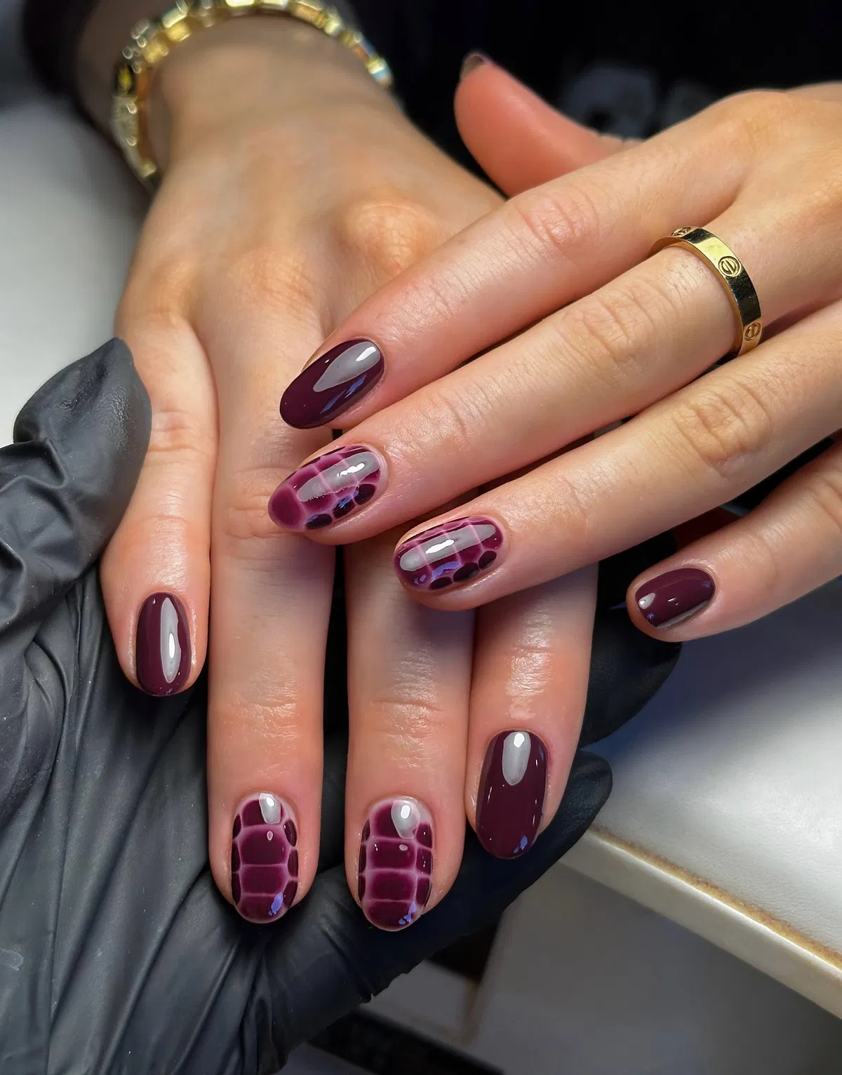 Glossy Plum Mix with Translucent Spotted Accents