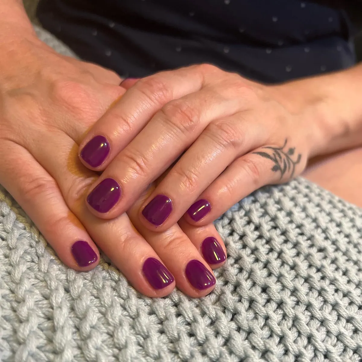 Solid Deep Purple Short Nails