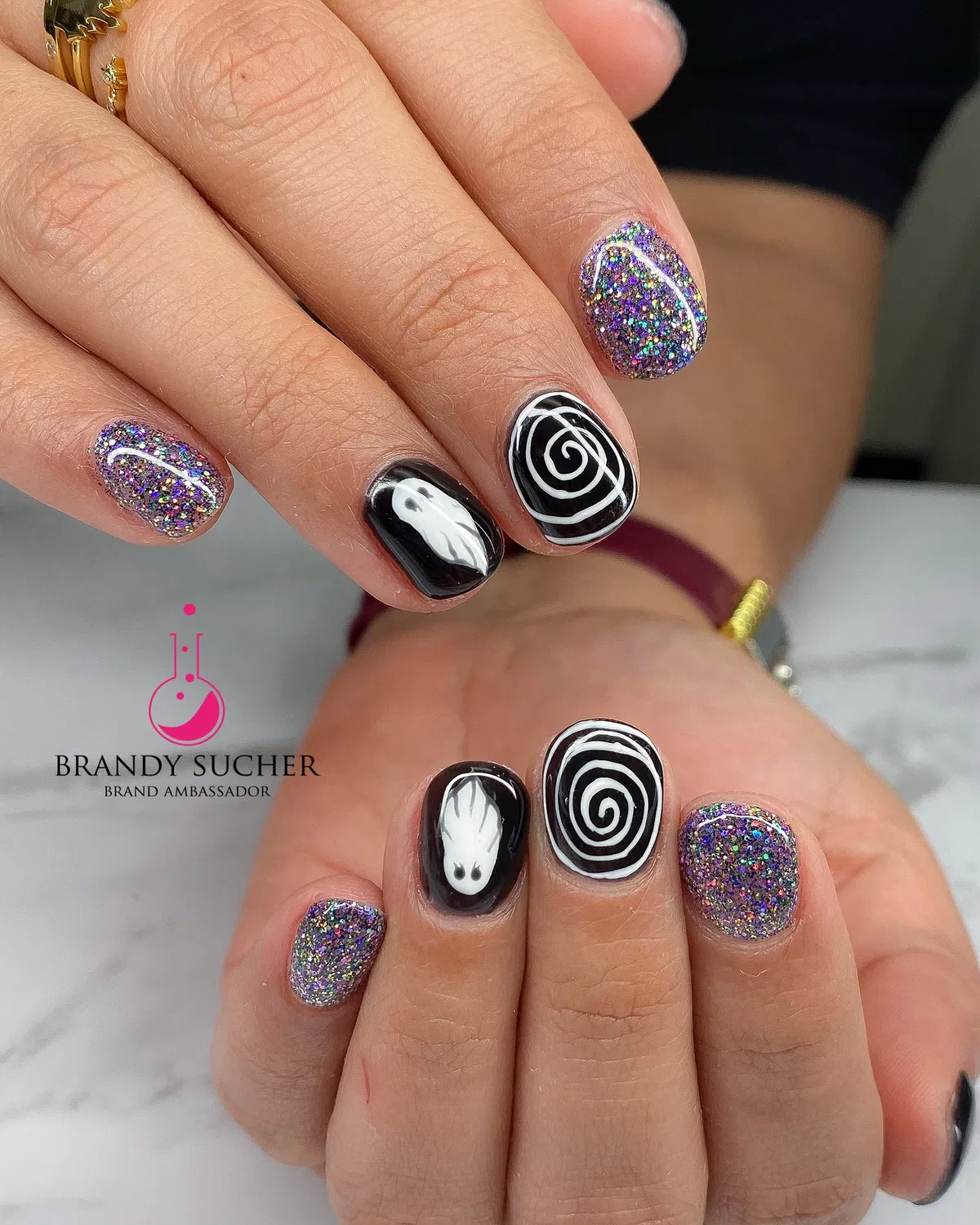 Purple glitter with ghost and spiral accents