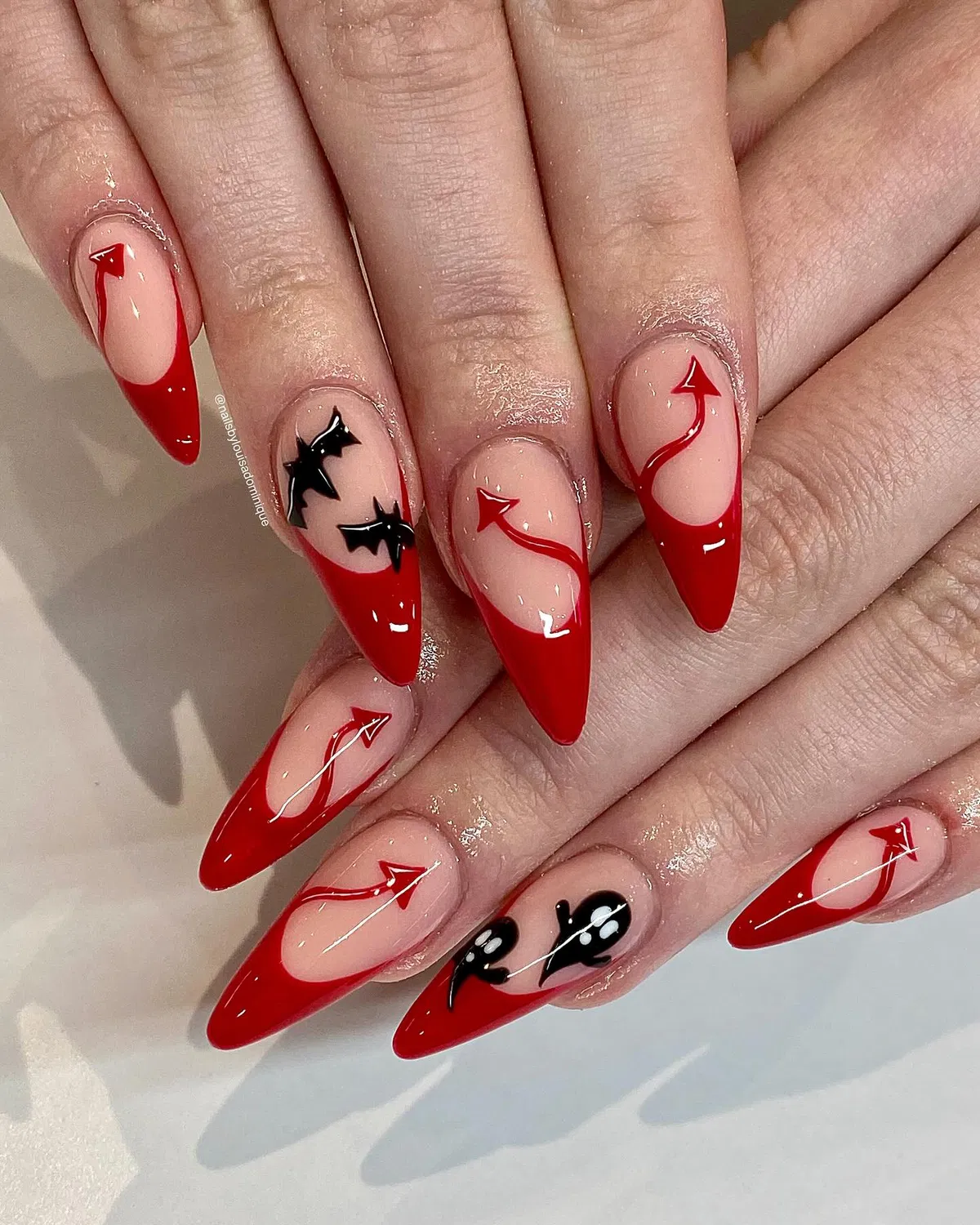 Splatter coffin nails with “DEAD” lettering