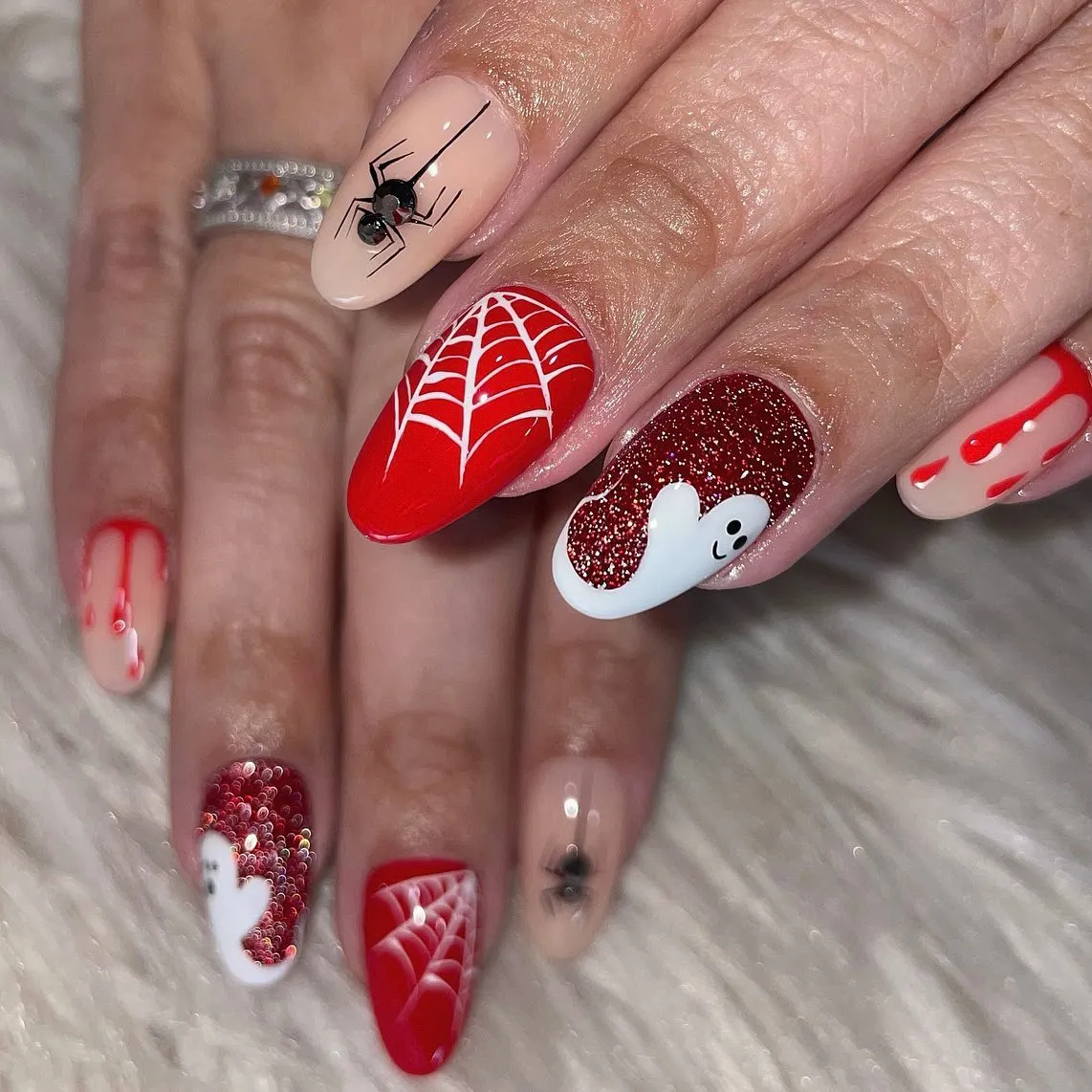 Red web, spider, and ghost mix