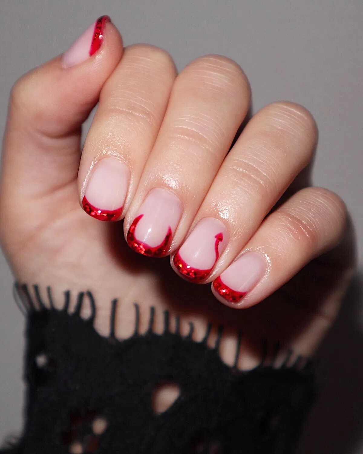 Burgundy and Black with Chain and Red Gem Accents