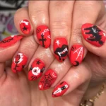 โค๏ธ 19+ Red Halloween Nails That Turn Classic Crimson Into a Wickedly Chic Mani Fashion image by @sugar.rush_.nails444