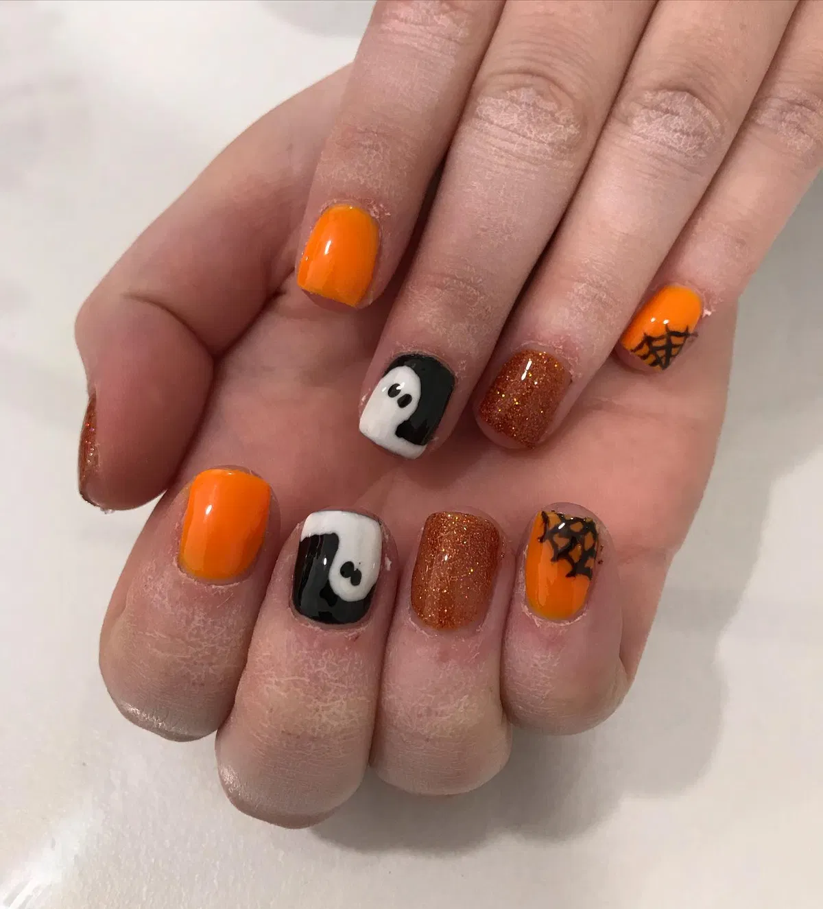 Orange and glitter mix with ghost accents