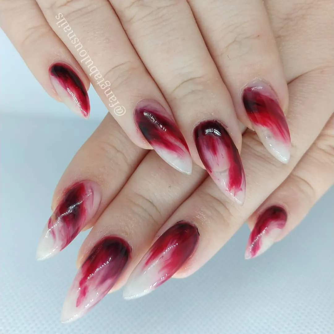 Red-to-white ombré with dark roots