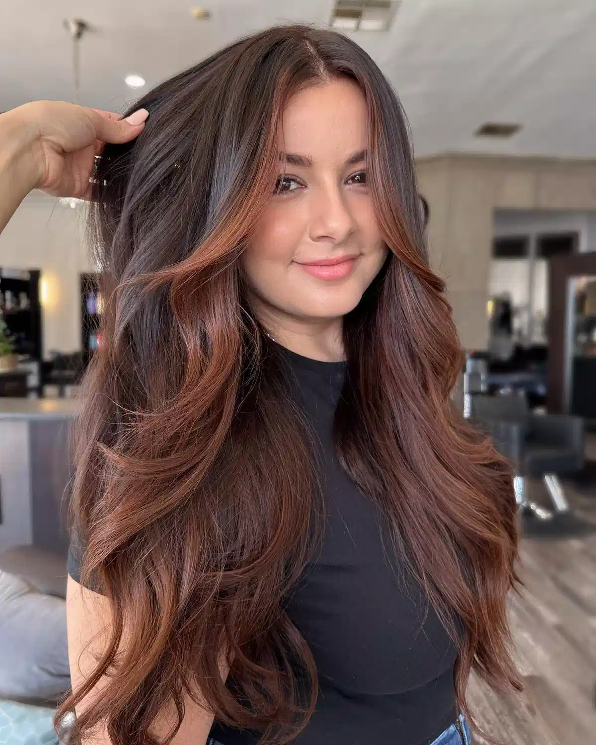 Dark Brunette with Copper Face Frame