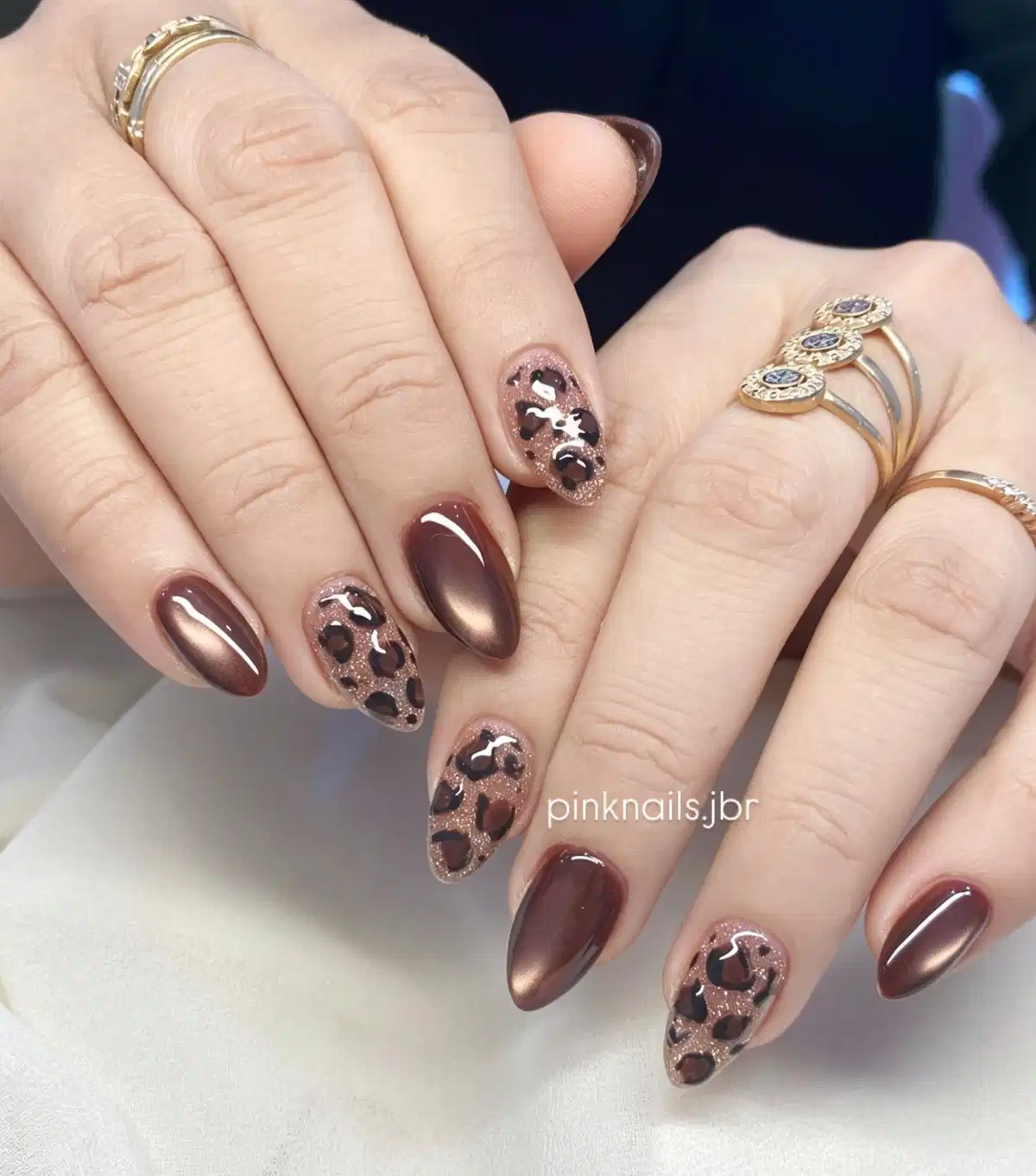 Deep brown with spotted glitter accents