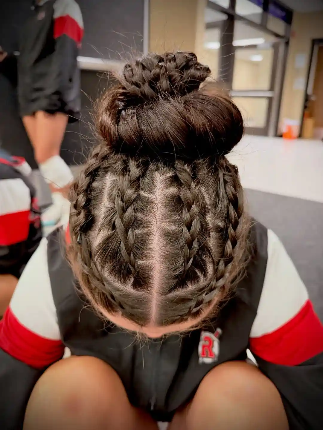 Multi-braid pattern into high bun