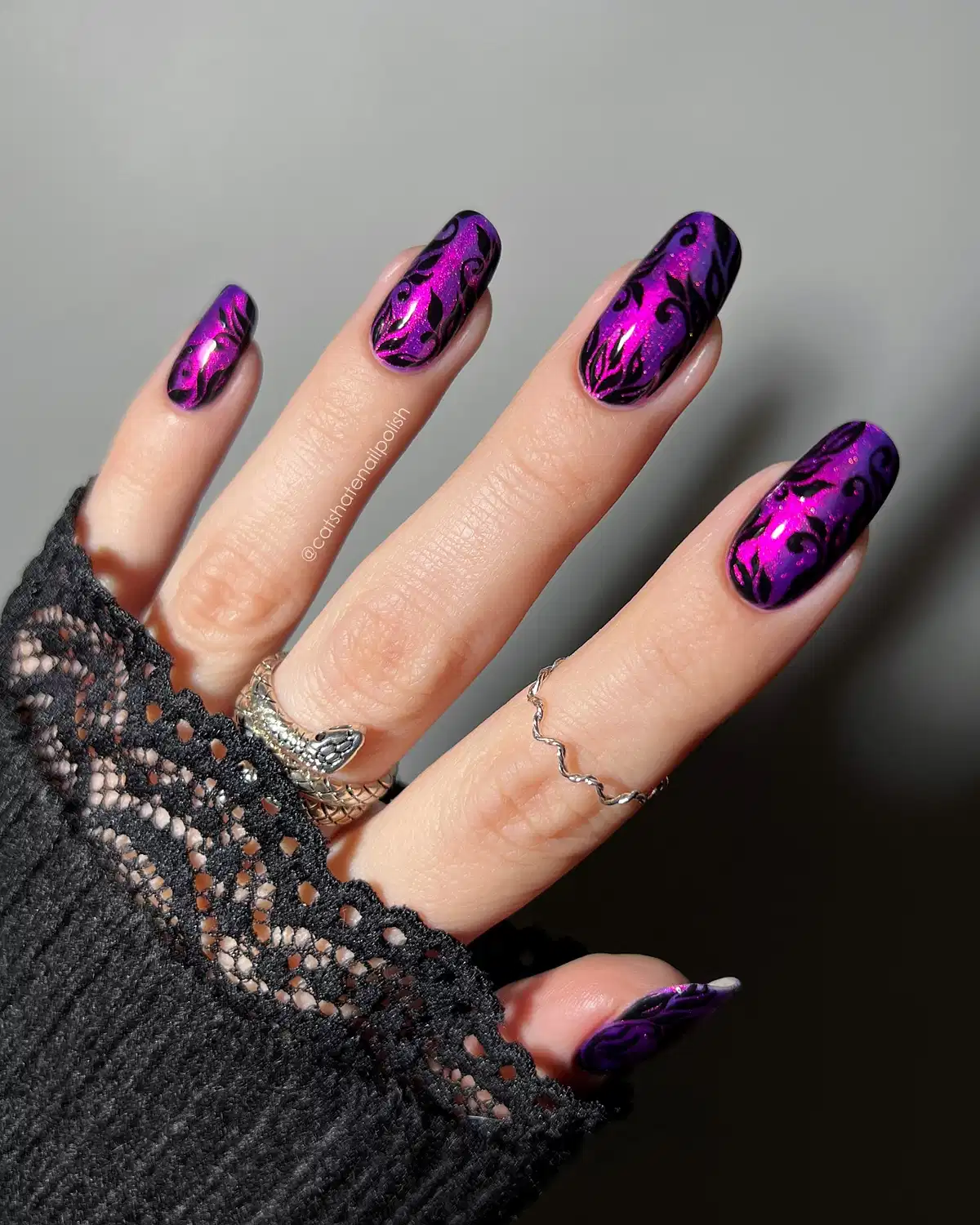 Shimmery Purple with Black Swirl Pattern