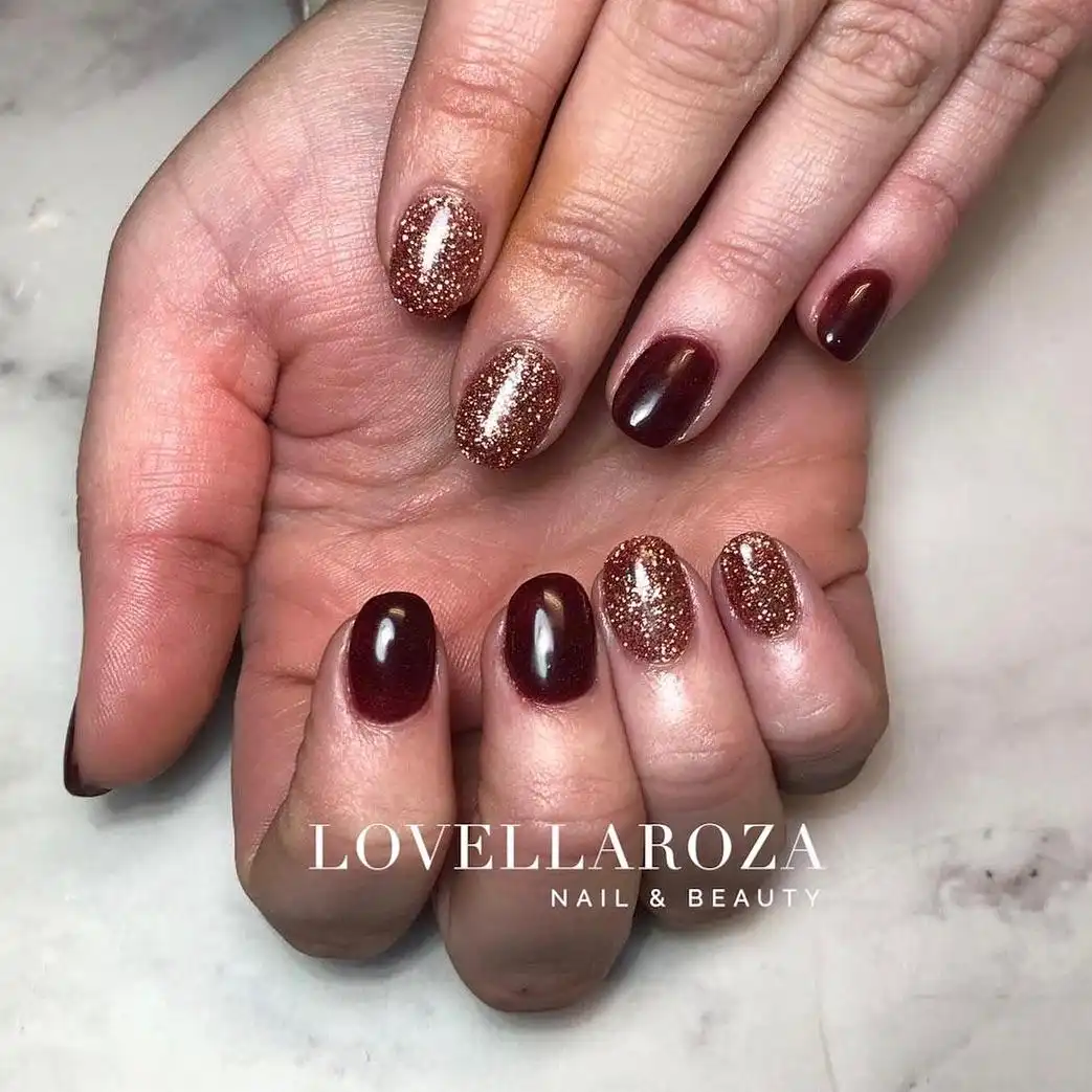 Burgundy with Copper Glitter Accents